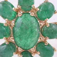1.92 Ct Oval Cabochon Cut Natural Emerald 14K Gold Ring