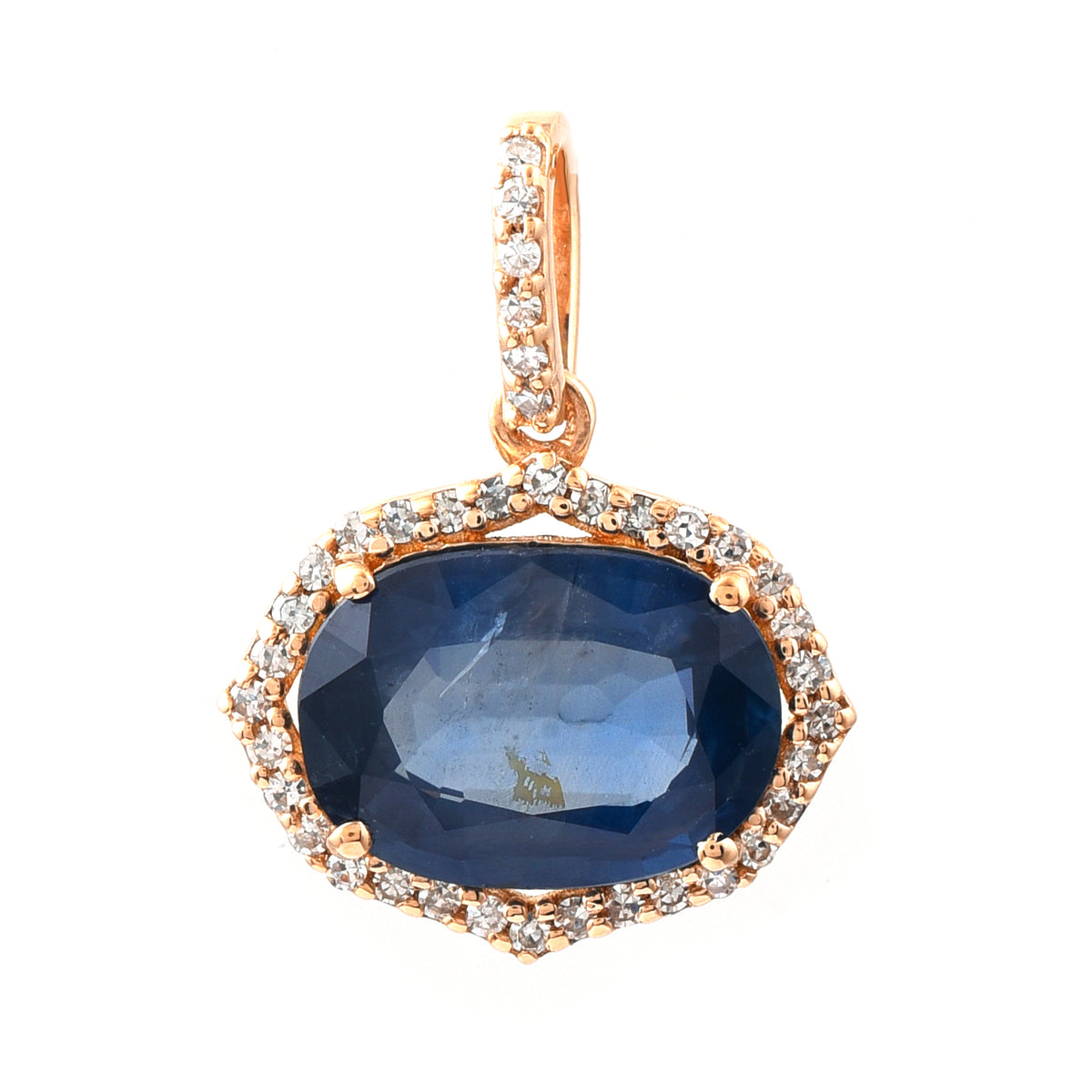 2.26 Ct Oval Mixed Cut Natural Sapphire 14K Gold Pendant