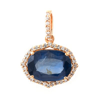 2.26 Ct Oval Mixed Cut Natural Sapphire 14K Gold Pendant