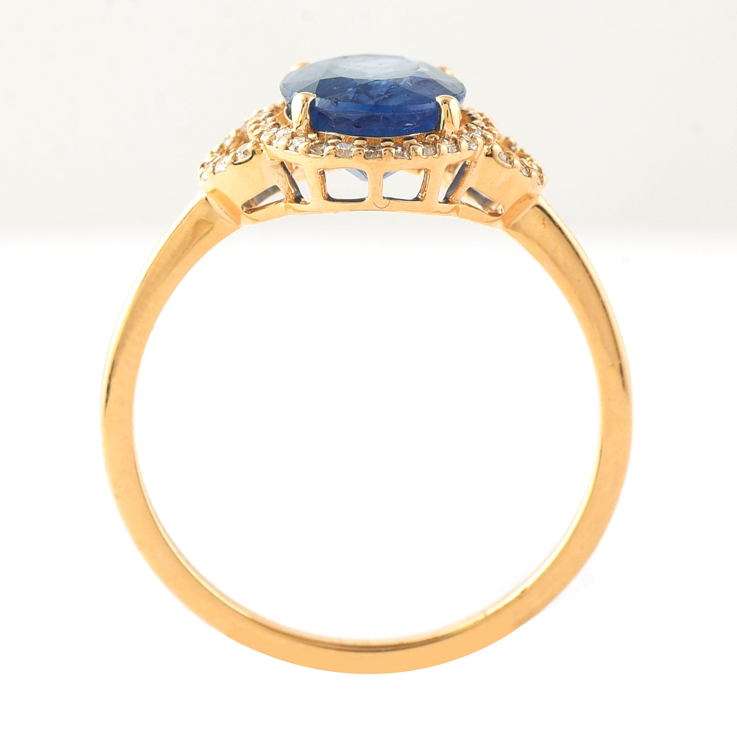 2.63 Ct Oval Mixed Cut Natural Sapphire 14K Gold Ring