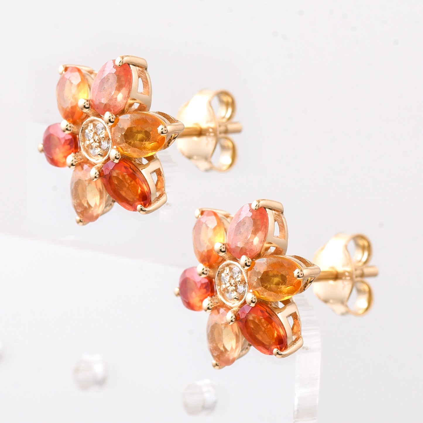 2.38 Ct Oval Multi Sapphire 14K Gold Earrings