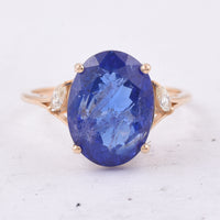 6.14 Ct Oval Natural Tanzanite 14K Gold Pendant