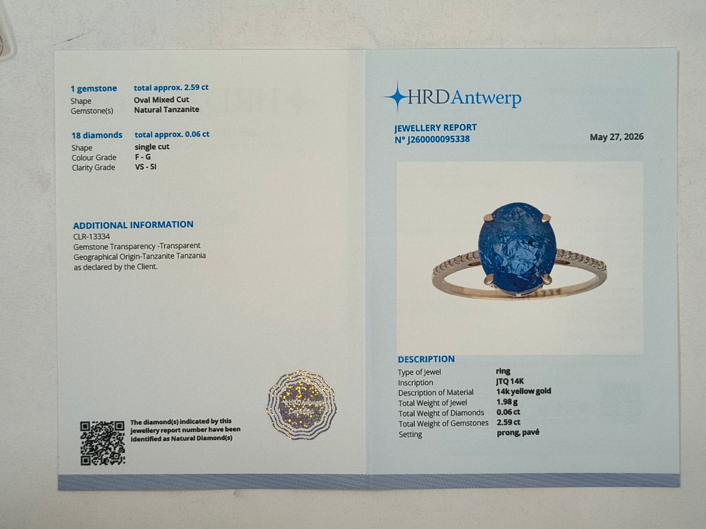 2.65 Ct Oval Mixed Cut Natural Tanzanite 14K Gold Ring