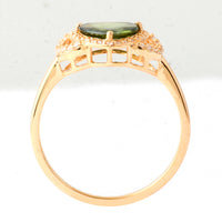 1.37 Ct Triangle Mixed Cut Natural Green Sapphire 14K Gold Ring