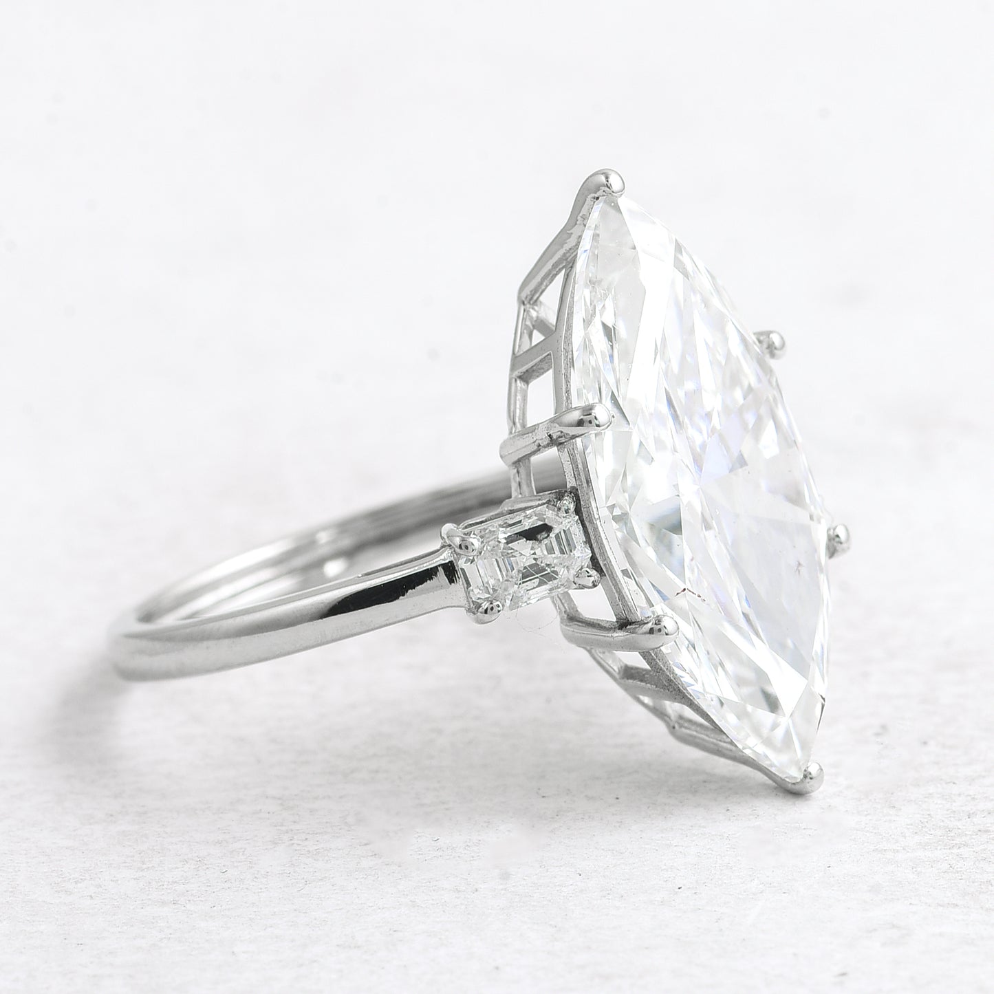 7.47 Ct Marquise Lab Grown Diamond 950 Platinum Ring