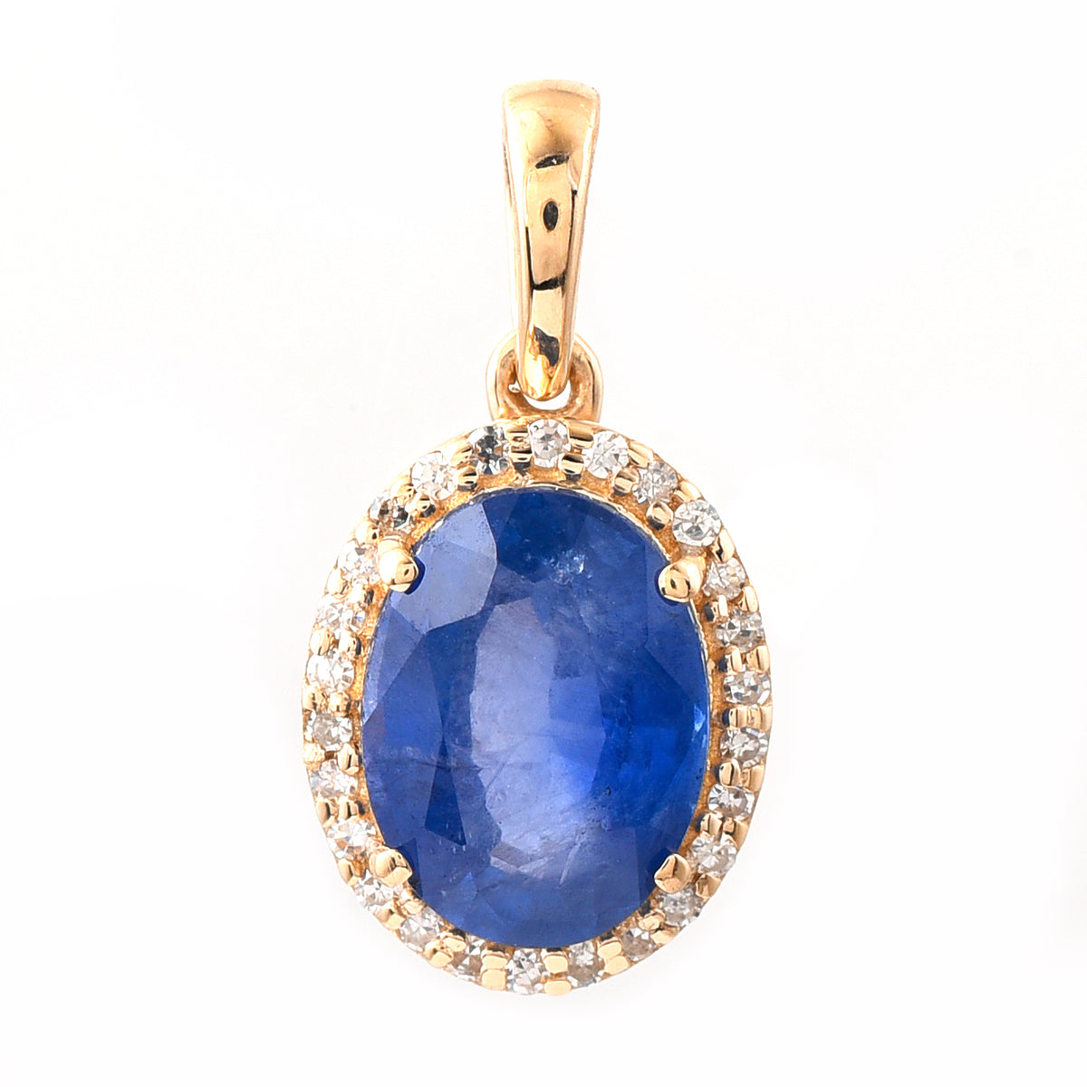 2.05 Ct Oval Mixed Cut Natural Sapphire 14K Gold Pendant