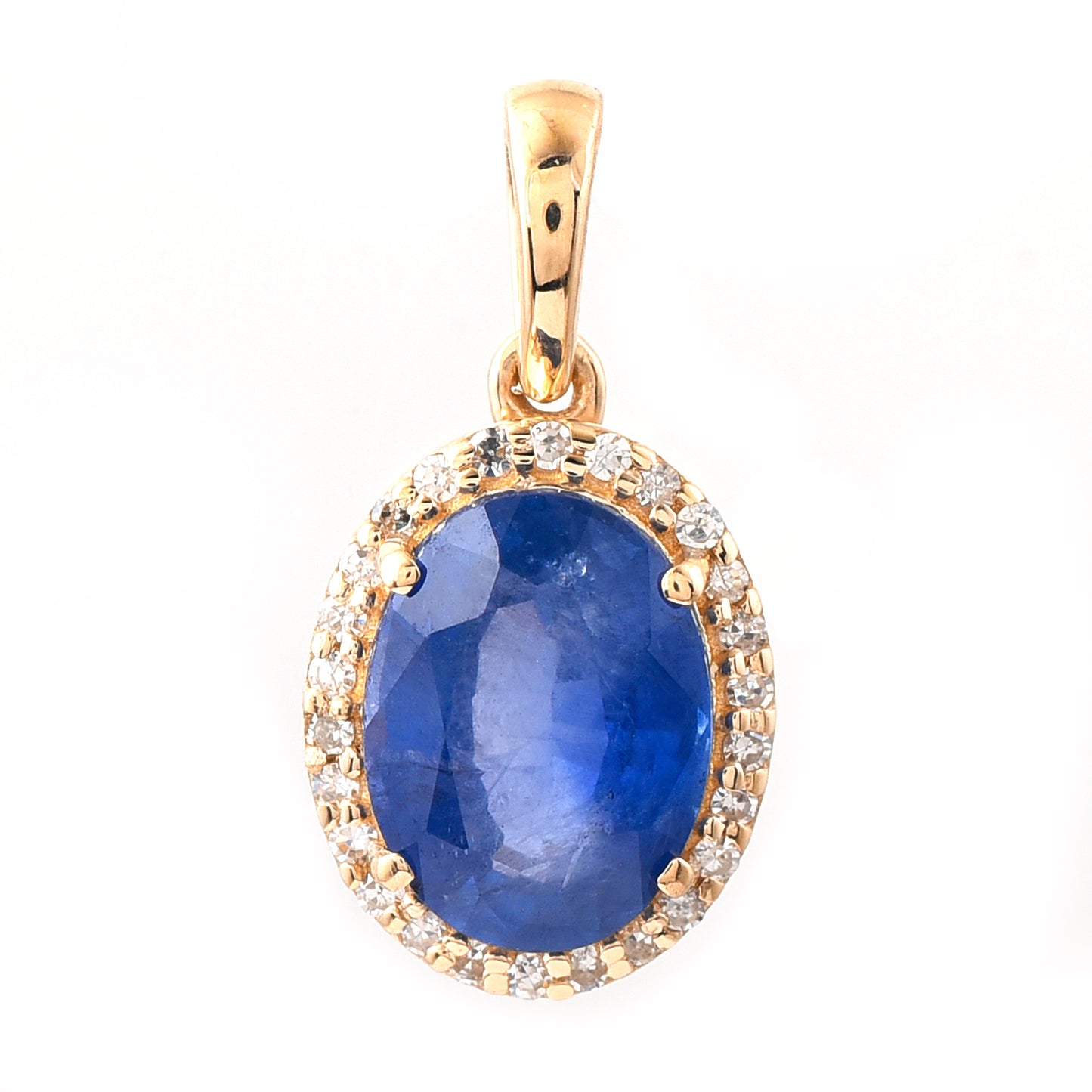 2.05 Ct Oval Mixed Cut Natural Sapphire 14K Gold Pendant