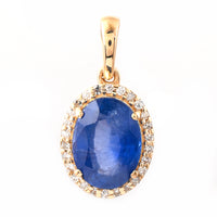 2.05 Ct Oval Mixed Cut Natural Sapphire 14K Gold Pendant