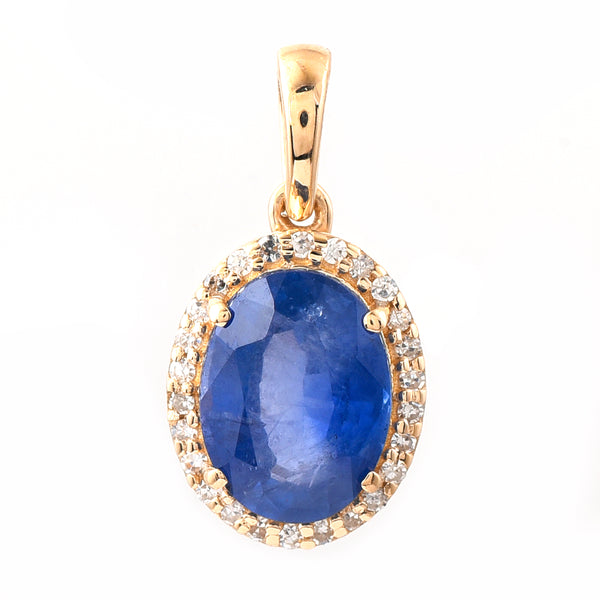 2.05 Ct Oval Mixed Cut Natural Sapphire 14K Gold Pendant