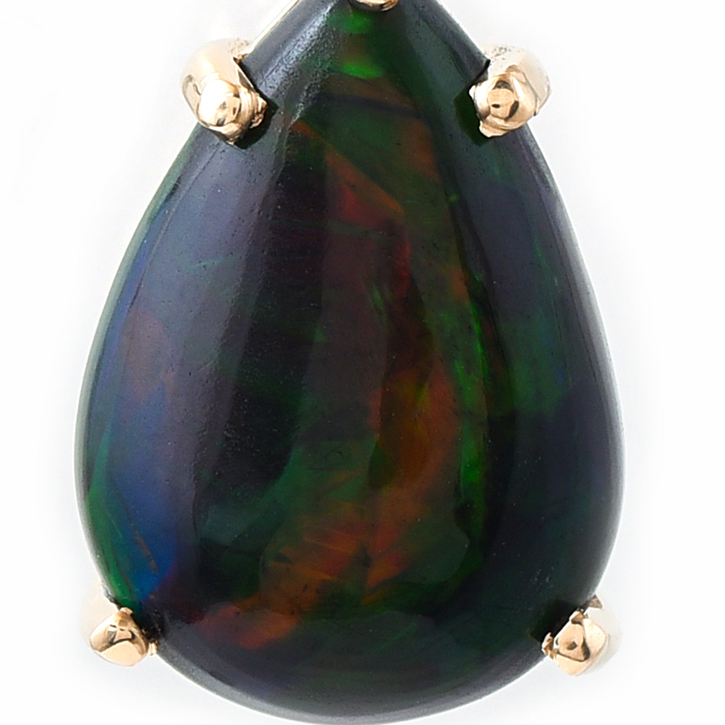 2.84 Ct Pear Black Opal 14K Gold Pendant