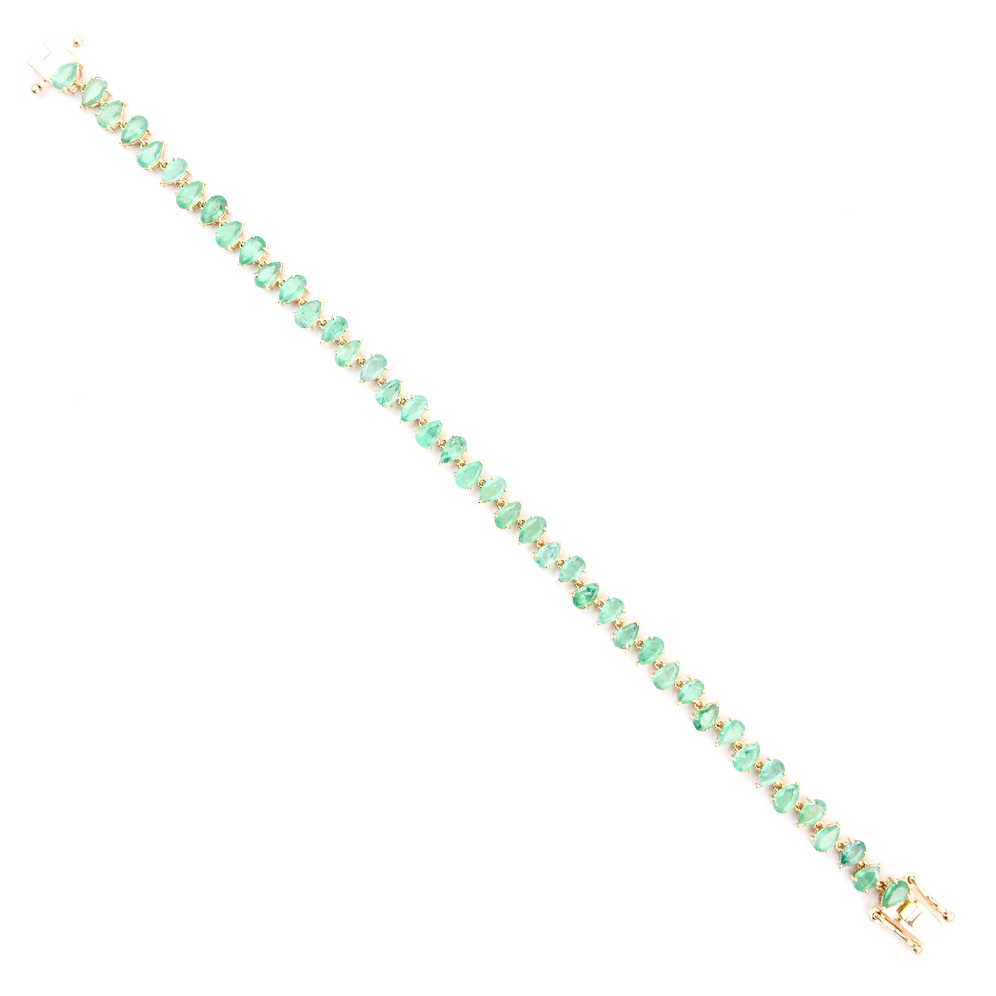 7.68 Ct Pear Emerald 14K Gold Braclet