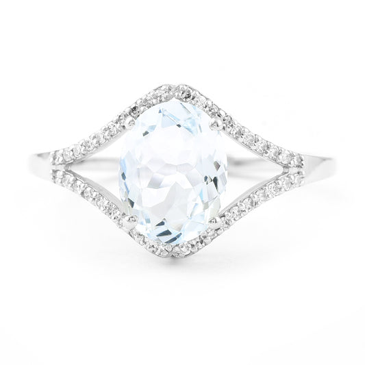 1.58 Ct Oval Mixed Cut Natural Aquamarine 950 Platinum Ring