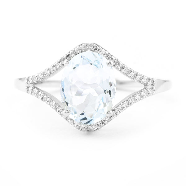 1.58 Ct Oval Mixed Cut Natural Aquamarine 950 Platinum Ring