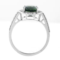 3.48 Ct Oval Mixed Cut Natural Green Sapphire 950 Platinum Ring