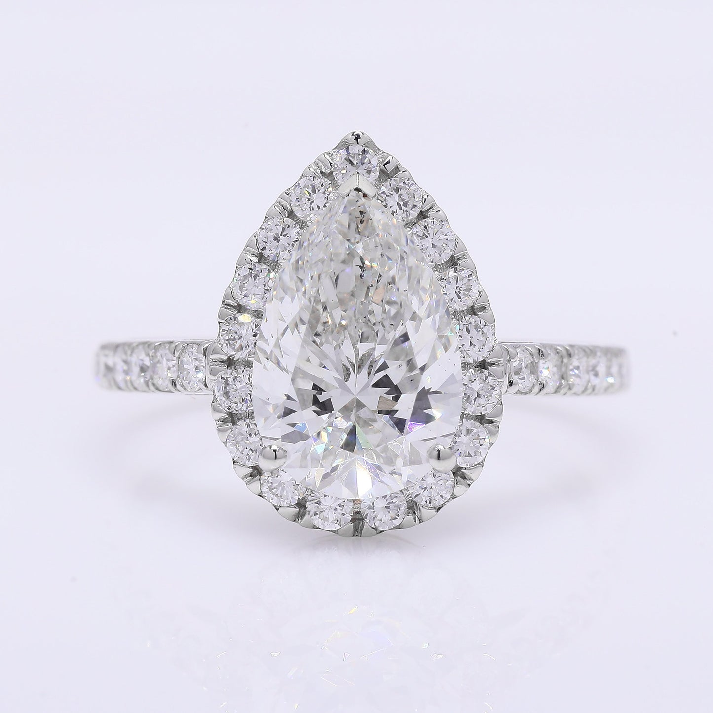 2.98 Ct Pear Brilliant Lab Grown Diamond 950 Platinum Ring