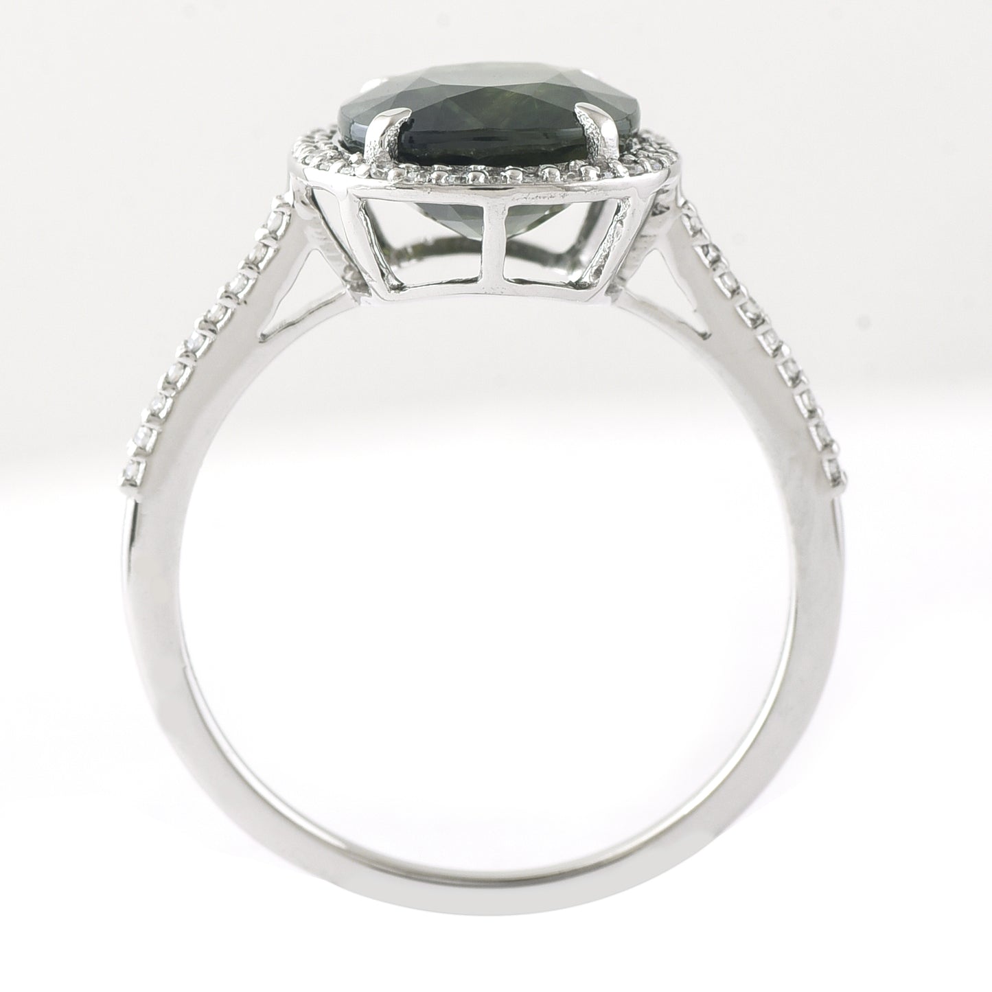 3.69 Ct Cushion Mixed Cut Natural Green Sapphire 950 Platinum Ring