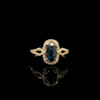 1.22 Ct Cushion Mixed Cut Natural Sapphire 14K Gold Ring