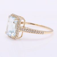 2.39 Ct Octagon Step Cut Natural Aquamarine 14K Gold Ring