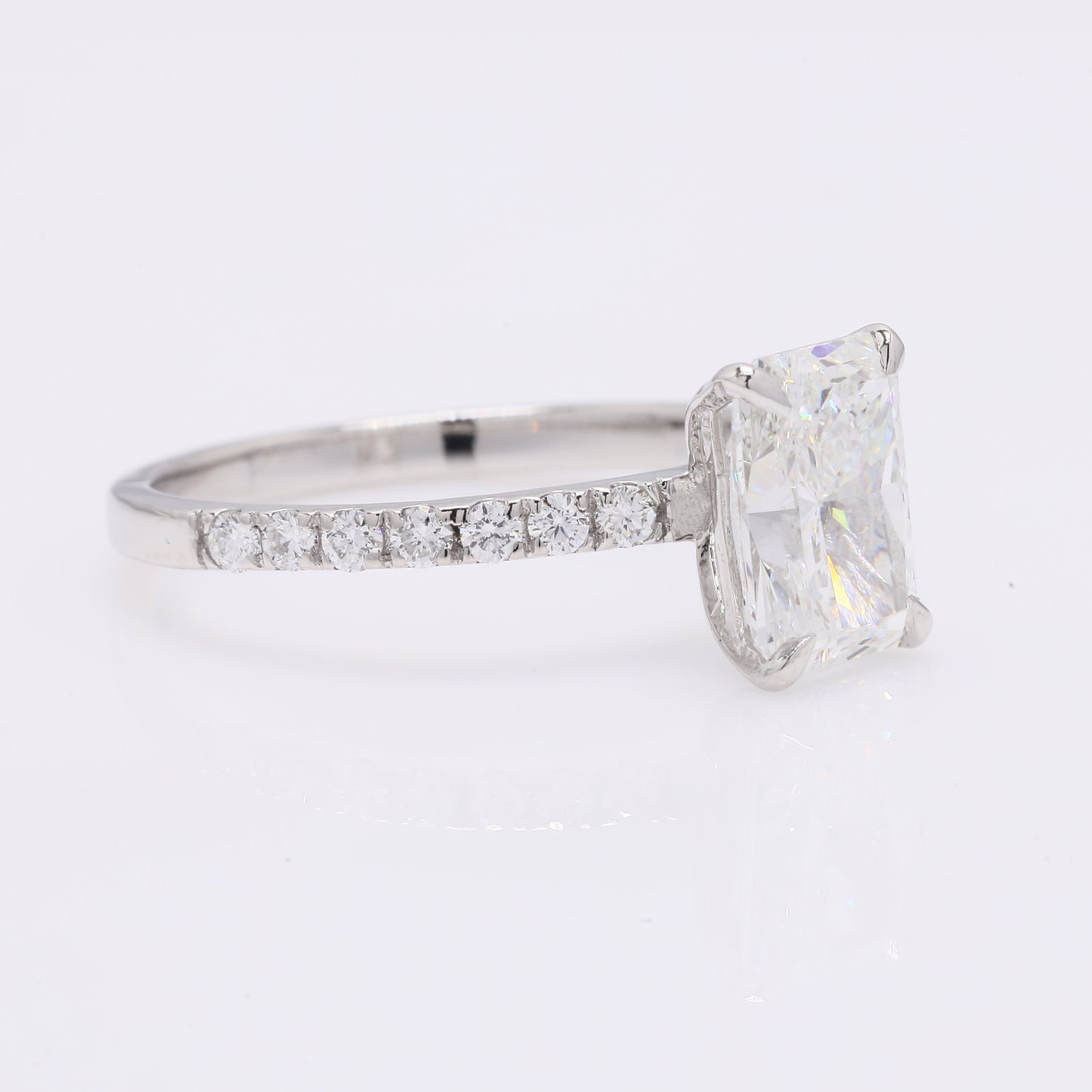 2.11 Ct Cut Cornere Rectangular Modifie Brilliant Lab Grown Diamond 950 Platinum Ring