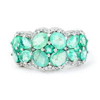 2.82 Ct Oval Mixed Cut, Round Mixed Cut Natural Emerald 950 Platinum Ring