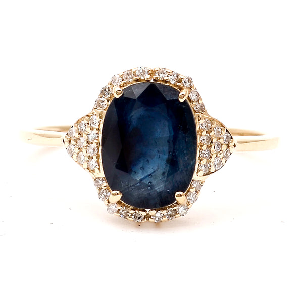 2.18 Ct Oval Natural Sapphire 14K Gold Ring