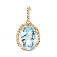 2.49 Ct Oval Mixed Cut Natural Aquamarine 14K Gold Pendant