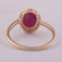 1.90 Ct Oval Mixed Cut Natural Ruby 14K Gold Ring