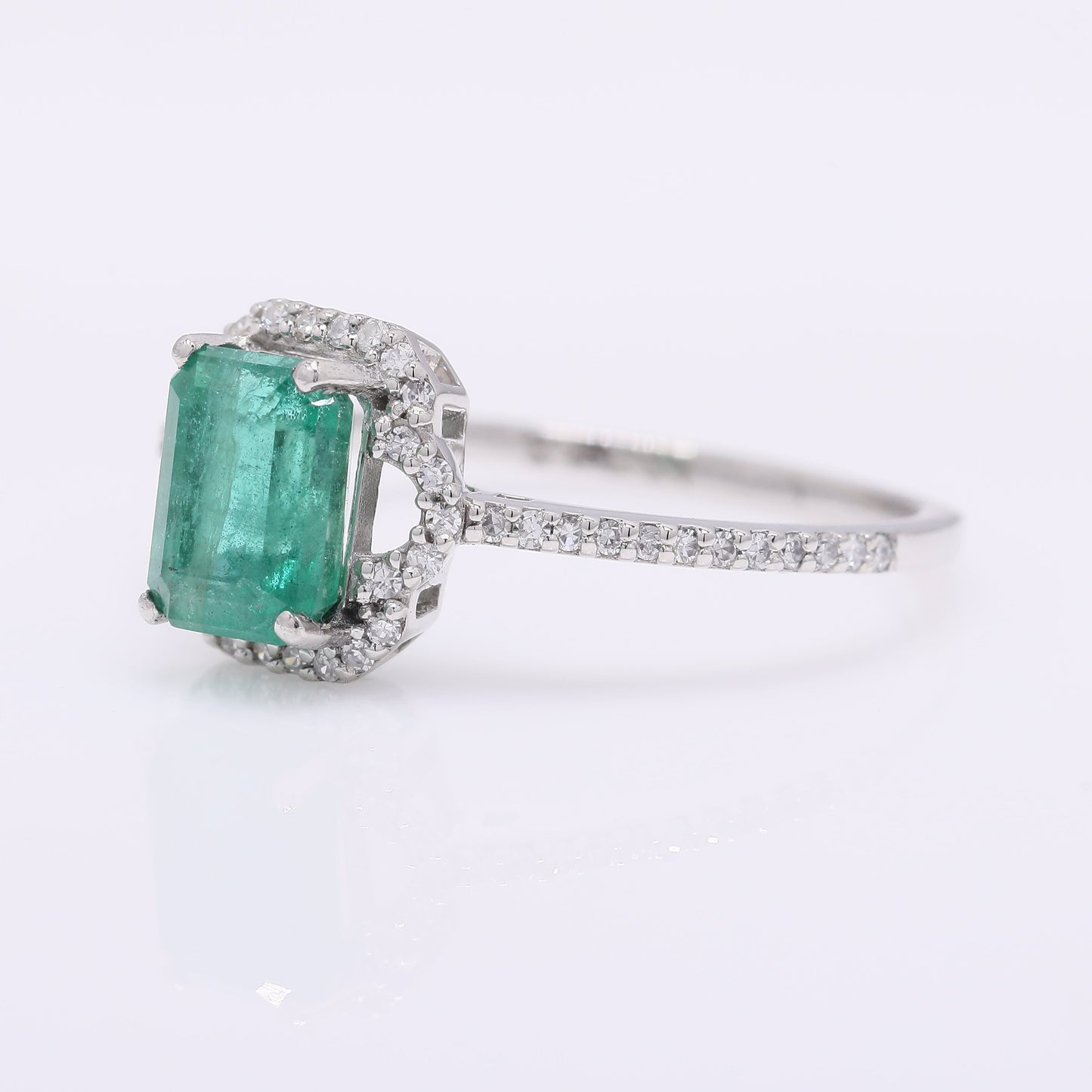 1.31 Ct Octagon Step Cut Natural Emerald 950 Platinum Ring