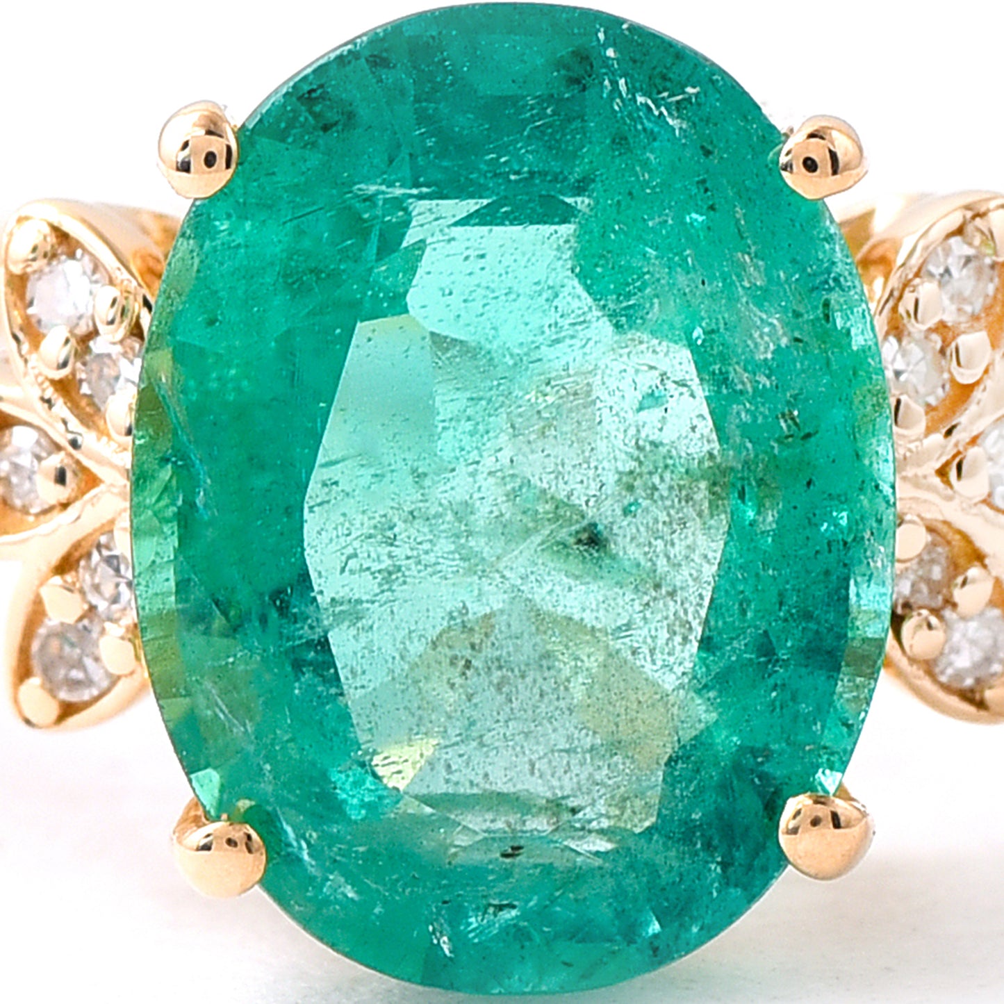 2.07 Ct Oval Mixed Cut Natural Emerald 14K Gold Ring