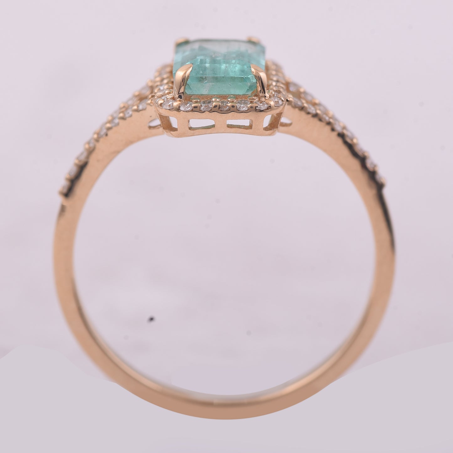 1.03 Ct Octagon Step Cut Natural Emerald 14K Gold Ring