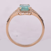 1.03 Ct Octagon Step Cut Natural Emerald 14K Gold Ring