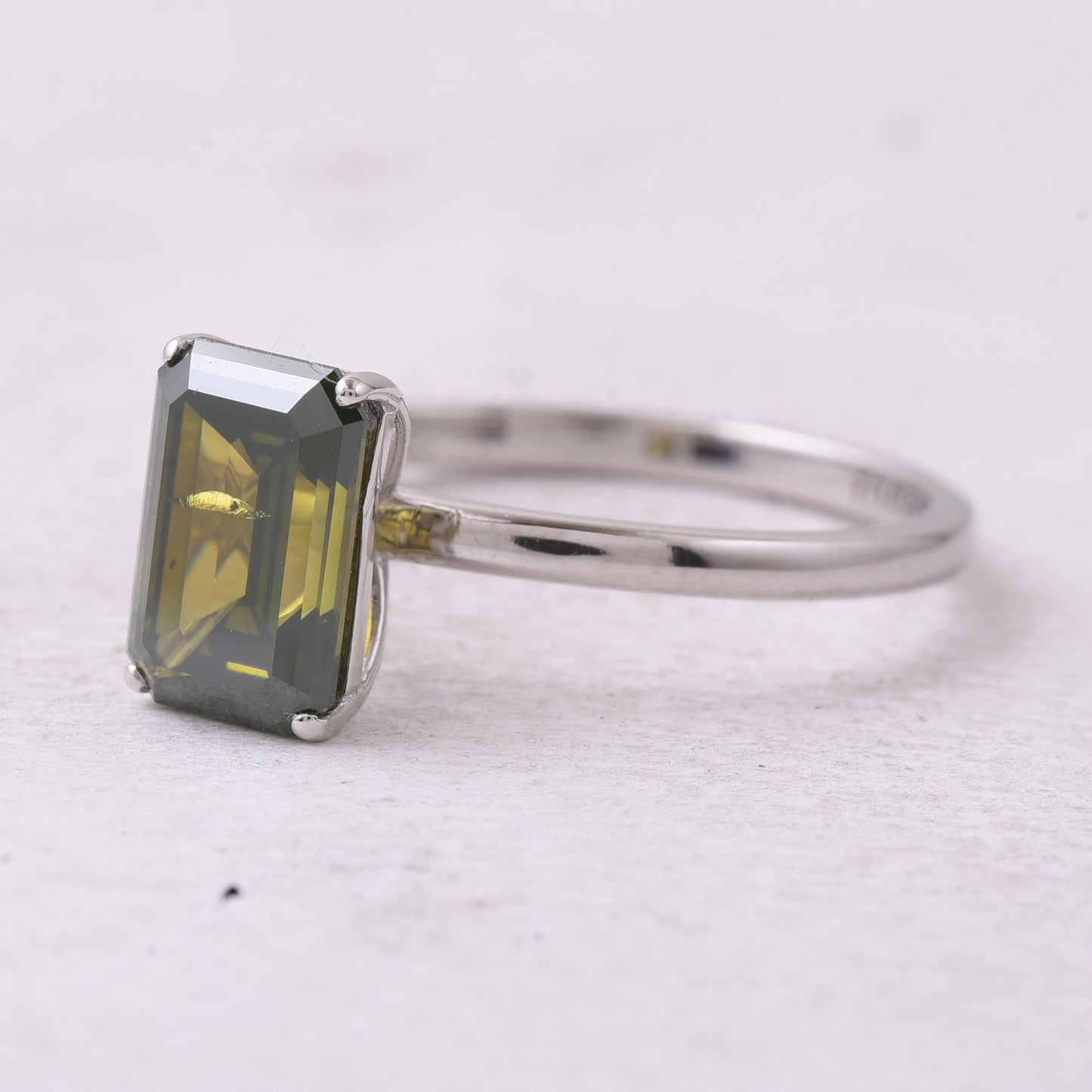 2.15 Ct Octagon Brown Diamond 950 Platinum Ring