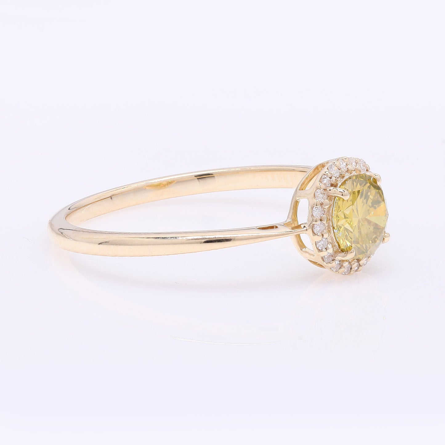 0.56 Ct Round Yellow Diamond 14K Gold Ring