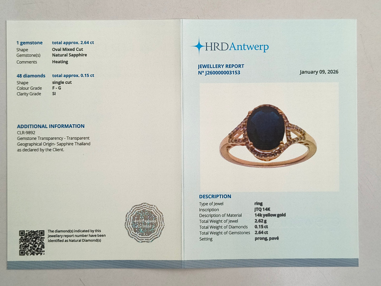 2.79 Ct Oval Mixed Cut Natural Sapphire 14K Gold Ring