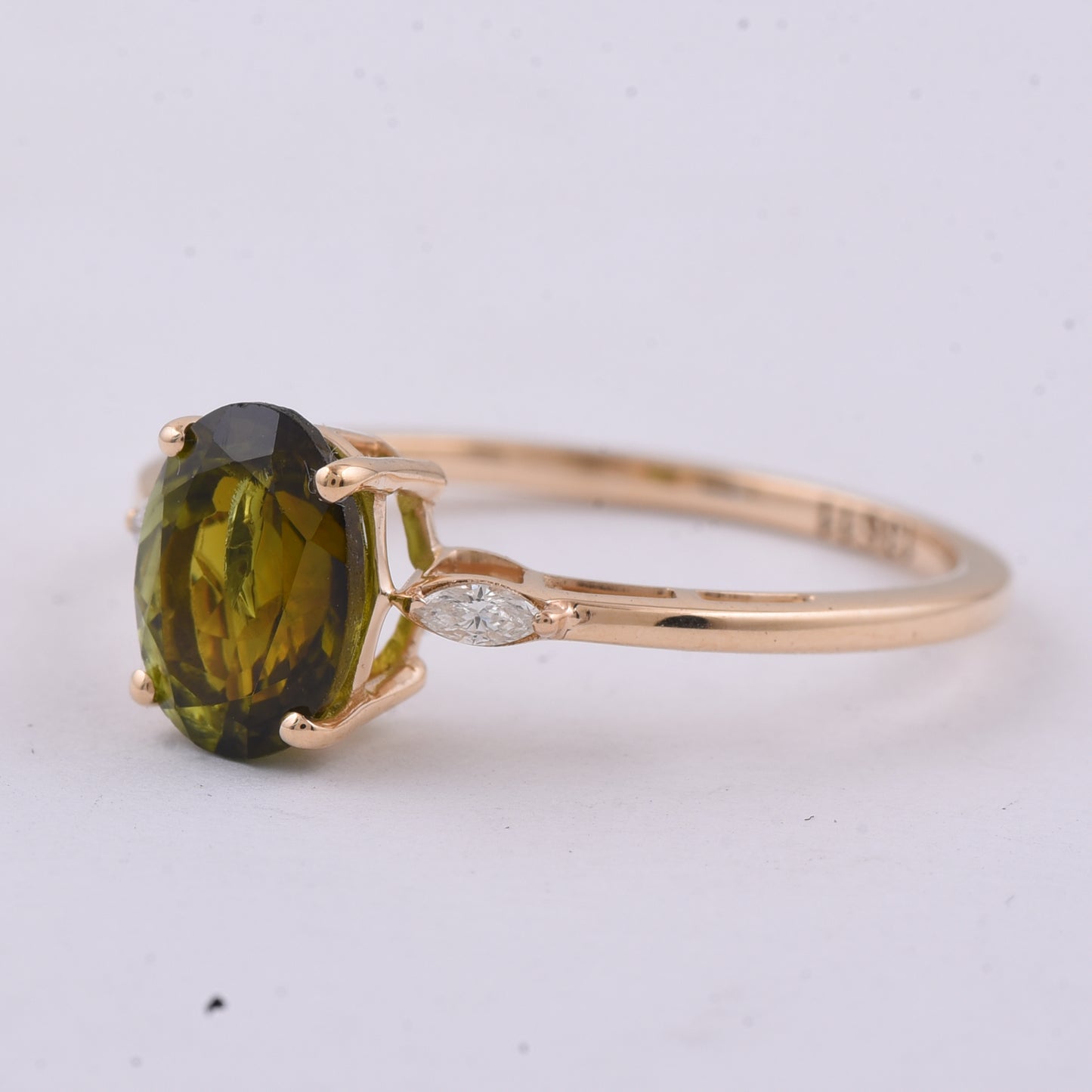1.59 Ct Oval Natural Tourmaline 14K Gold Ring