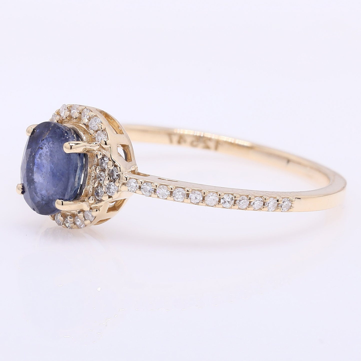 1.19 Ct Oval Mixed Cut Natural Sapphire 14K Gold Ring