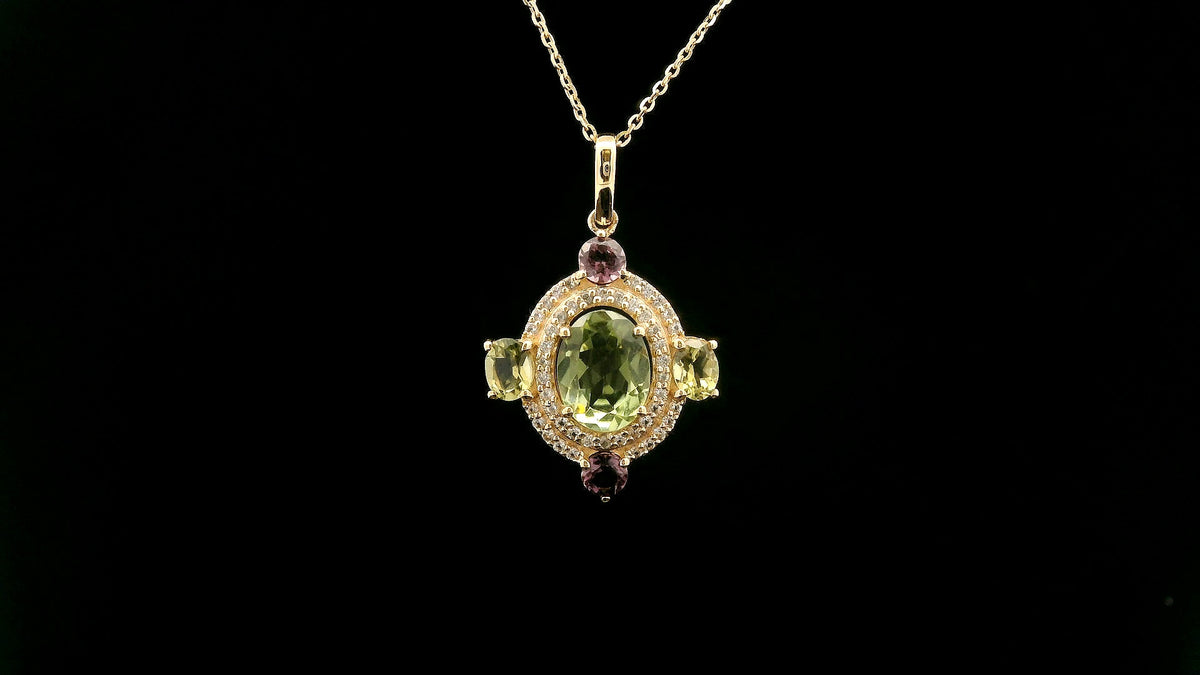 1.85 Ct Oval Tourmaline 14K Gold Pendant