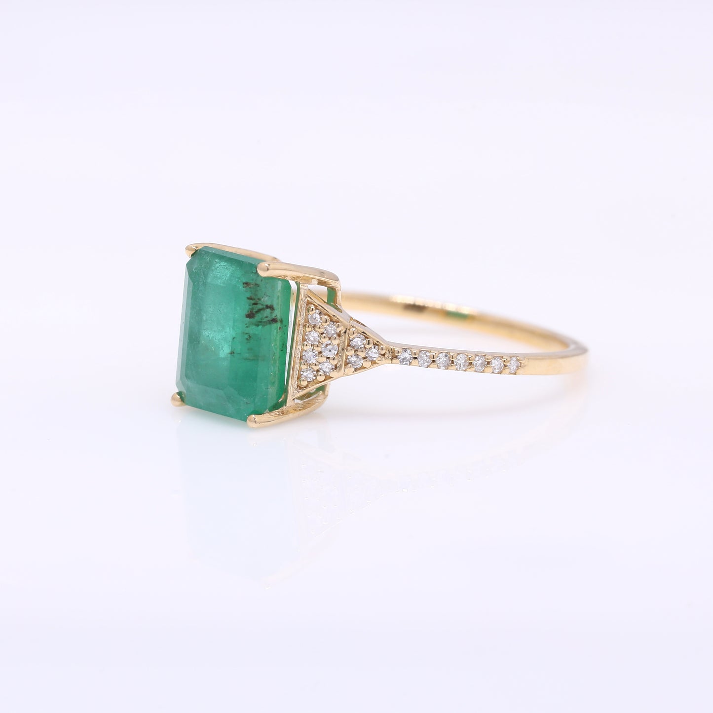 2.81 Ct Octagon Step Cut Natural Emerald 14K Gold Ring