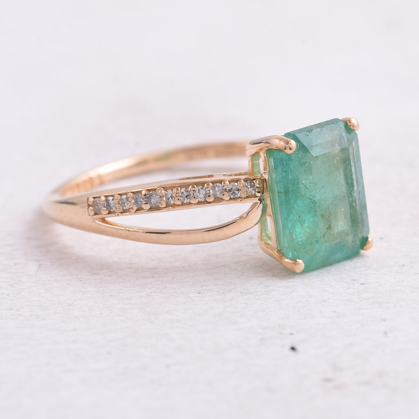 2.03 Ct Octagon Step Cut Natural Emerald 14K Gold Ring