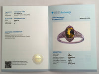 2.02 Ct Oval Mixed Cut Natural Bi-Coloured Sapphire 950 Platinum Ring