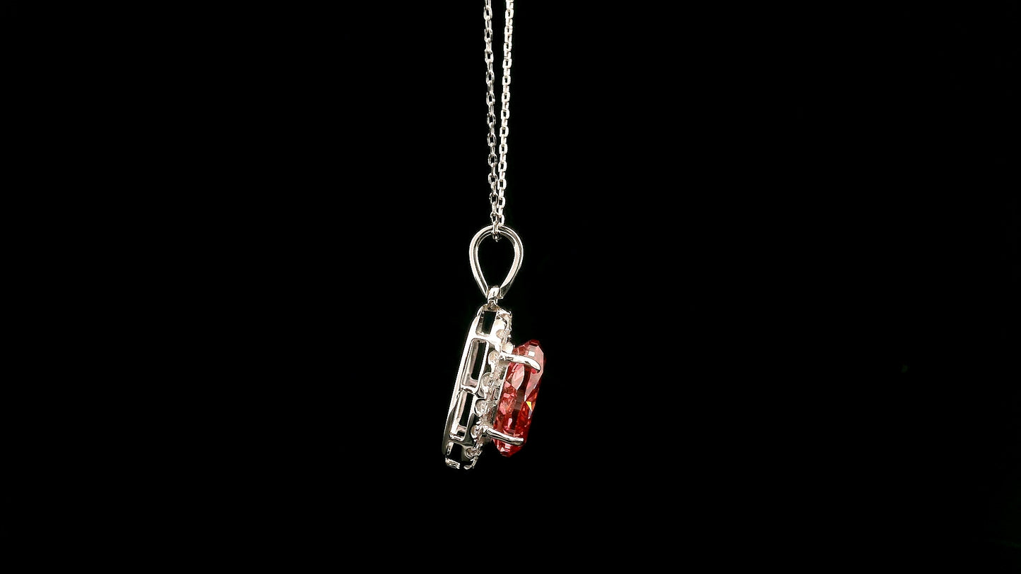 3.06 Carats Pink Lab Grown Diamond 14K Gold Pendant