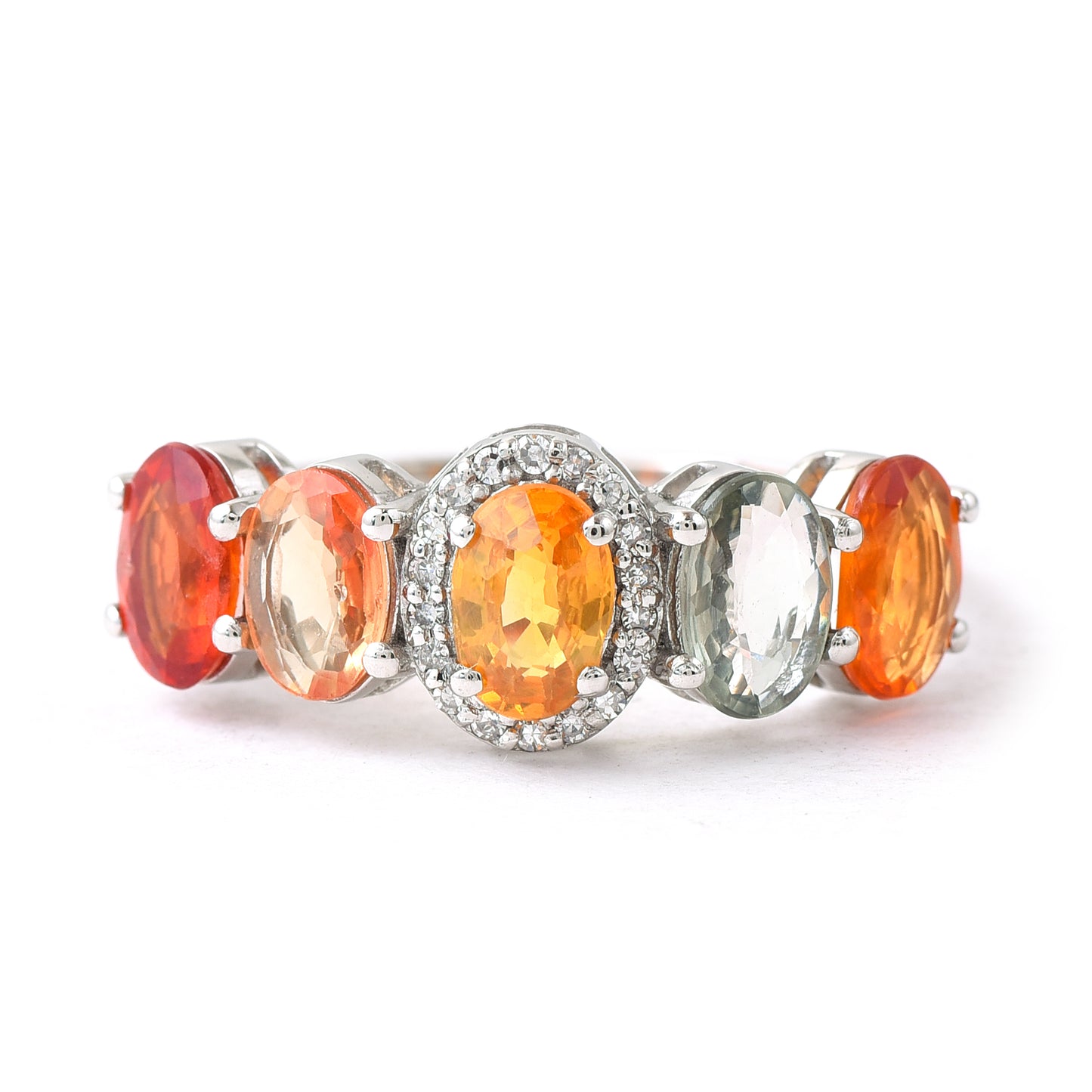 3.39 Ct Oval Mixed Cut Natural Multi Coloured Sapphire 950 Platinum Ring