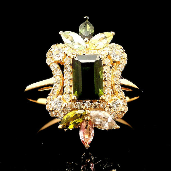 1.42 Ct Octagon Tourmaline 14K Gold Ring