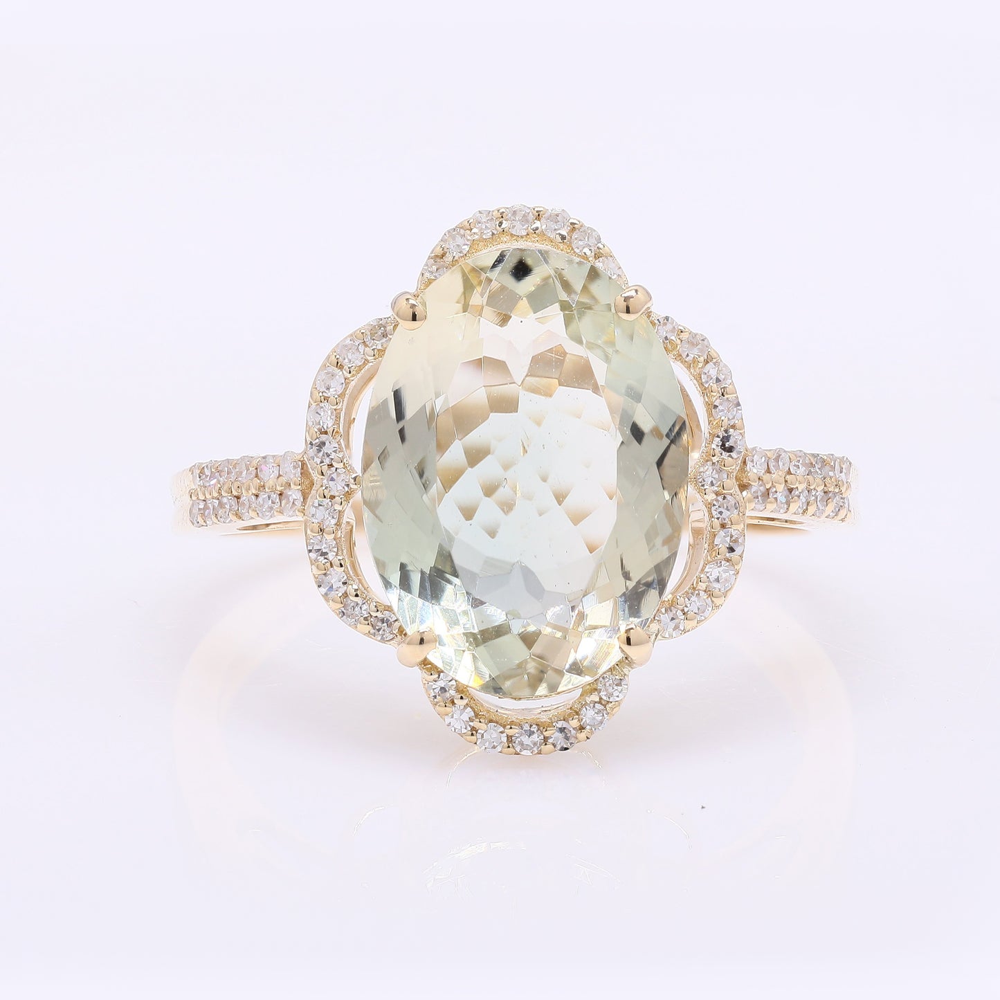 4.15 Ct Oval Mixed Cut Natural Sunstone 14K Gold Ring