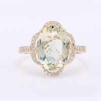 4.15 Ct Oval Mixed Cut Natural Sunstone 14K Gold Ring