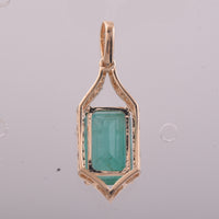 2.90 Ct Octagon Step Cut Natural Emerald 14K Gold Pendant
