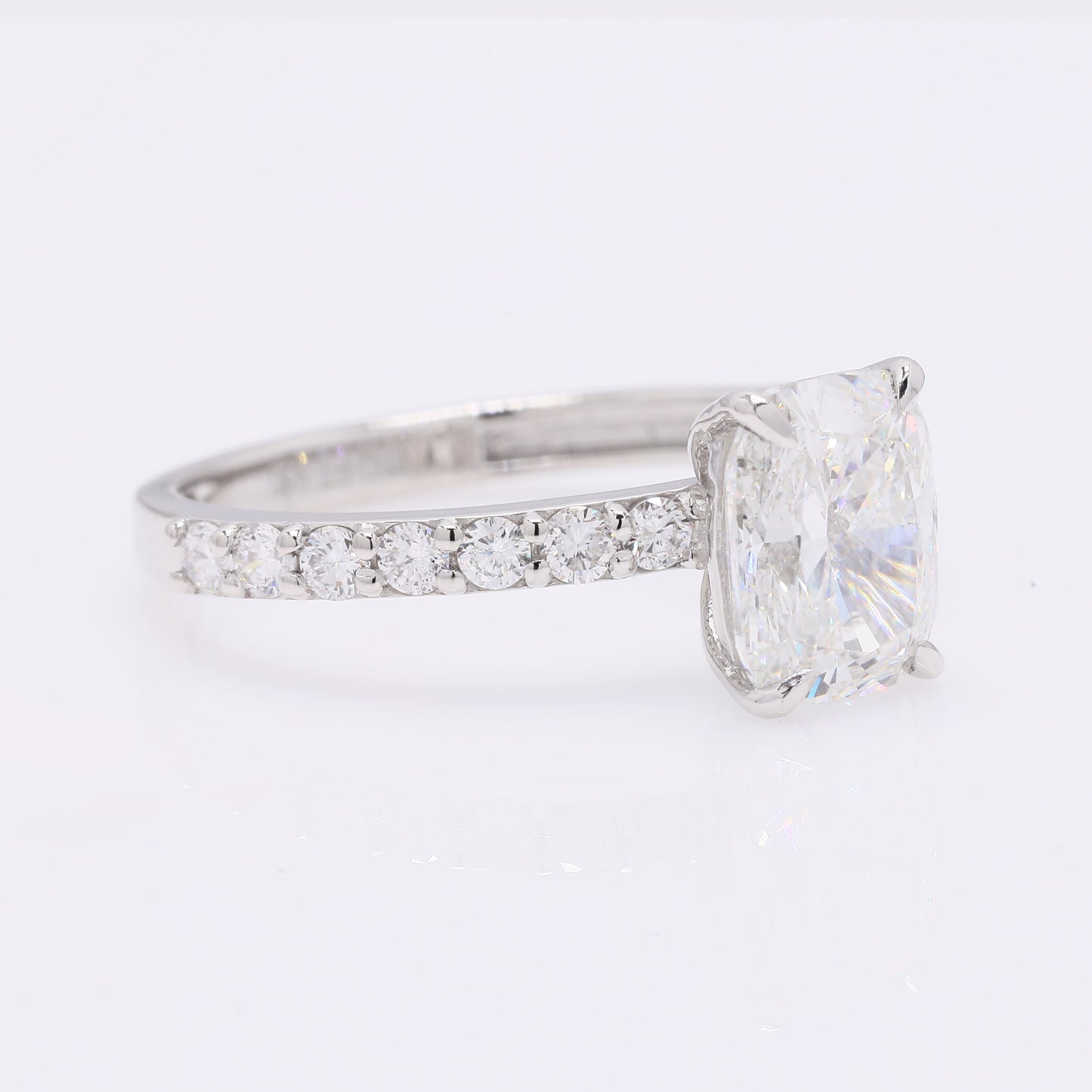 2.30 Ct Cushion Modified Brilliant Lab Grown Diamond 950 Platinum Ring