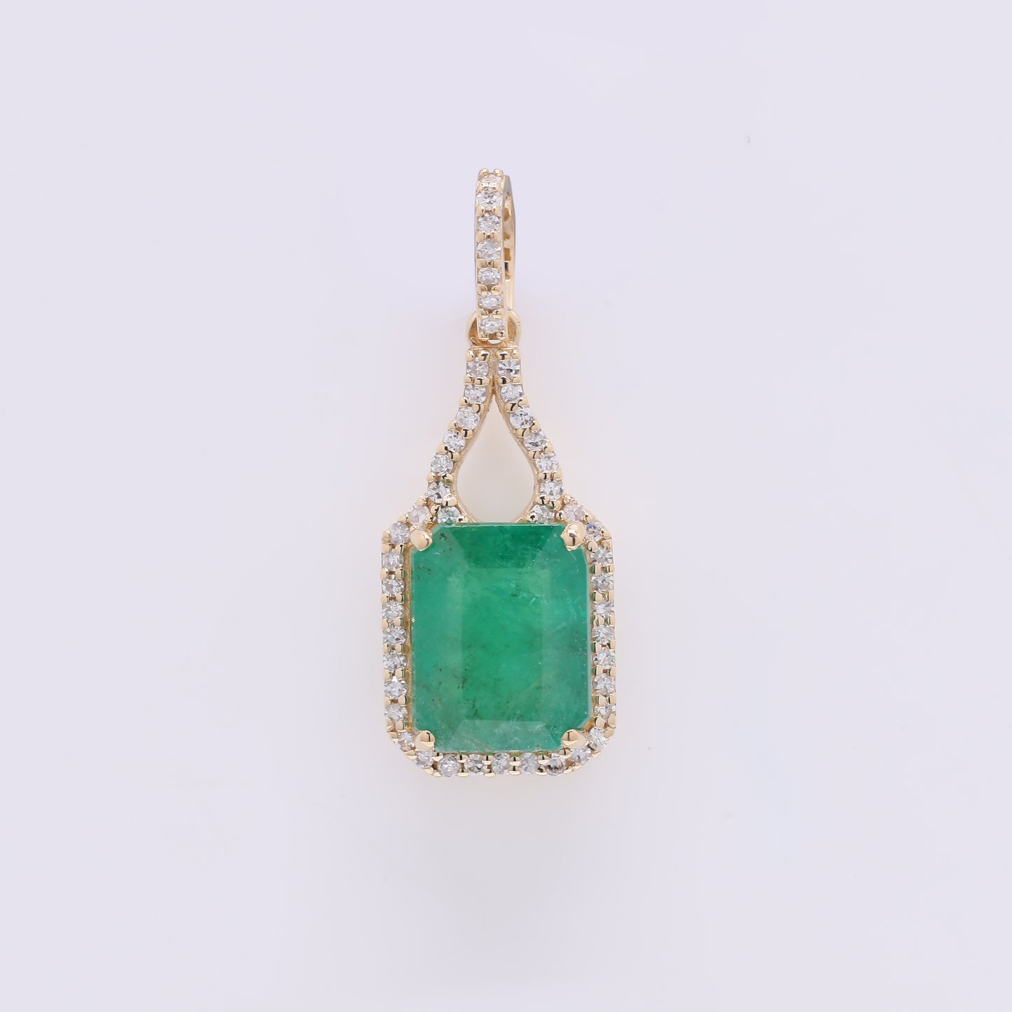 2.27 Ct Octagon Step Cut Natural Emerald 14K Gold Pendant