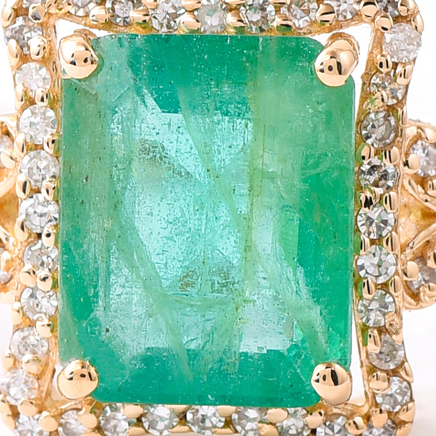 2.20 Ct Octagon Step Cut Natural Emerald 14K Gold Ring