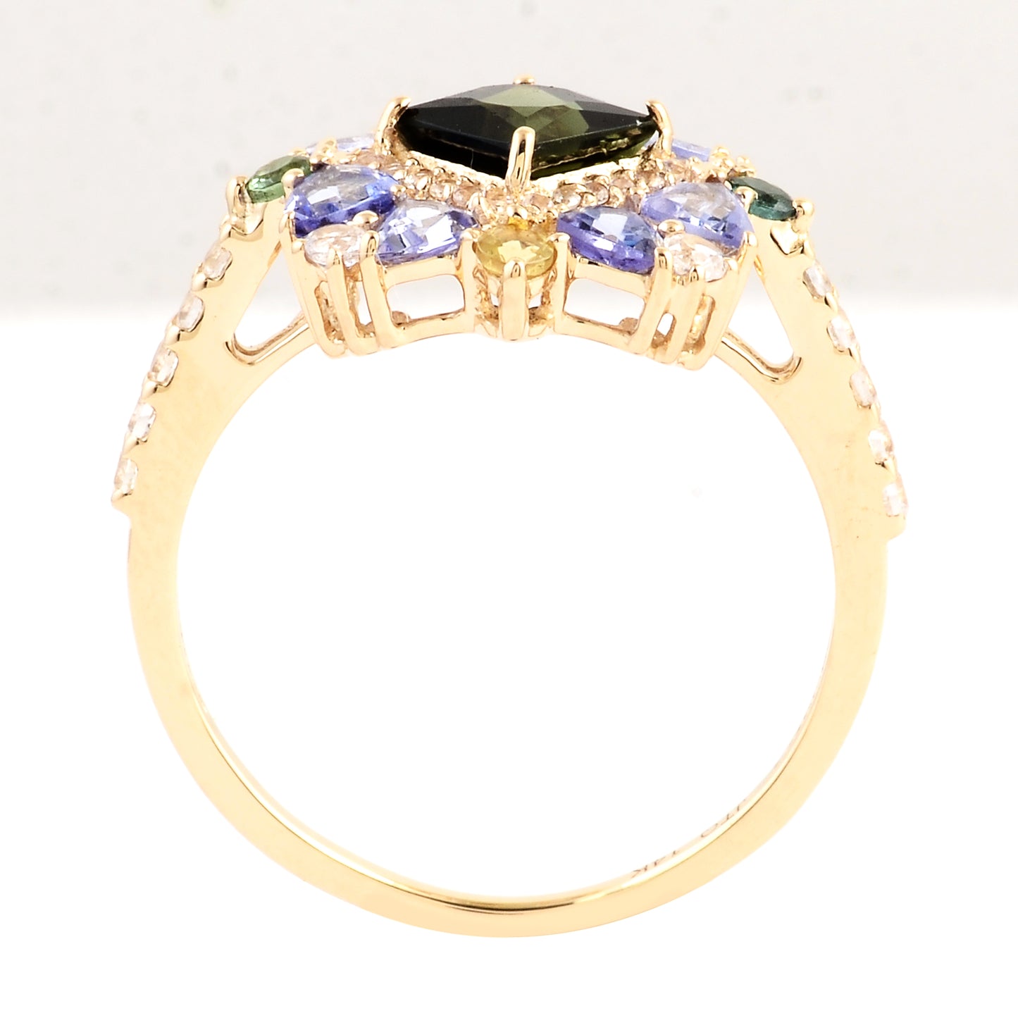 2.00 Ct Square Multi Tourmaline 14K Gold Ring